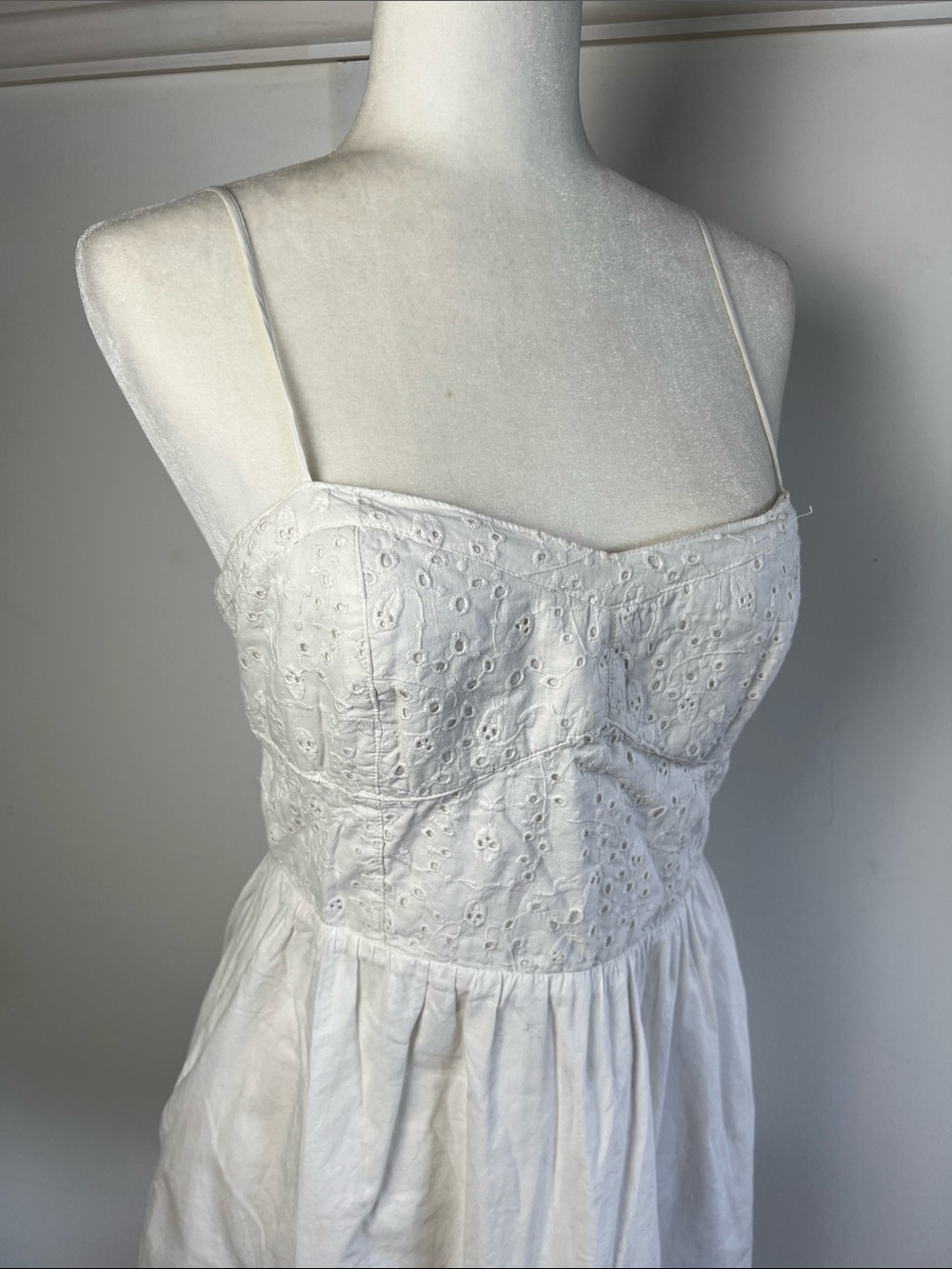 H&M Divided White Eyelet Bodice Cotton Mini Dress